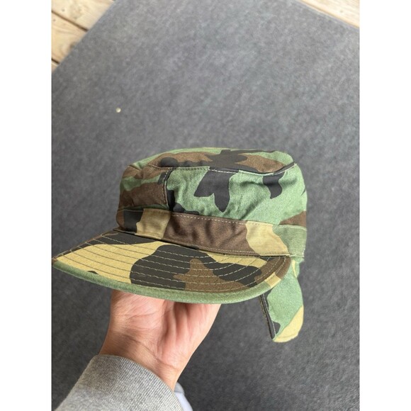 Other - Vintage US Military BDU Woodland Camo Patrol Cap‎ Hat Size 7¼